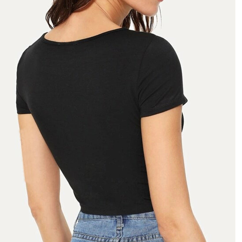 Cut Out Front Solid Crop Tee