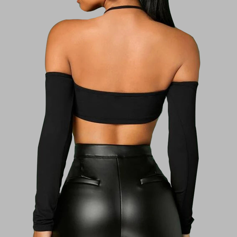 Sxy Cold Shoulder Backless Tee