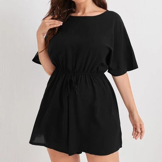 Plus Solid Knot Front Romper