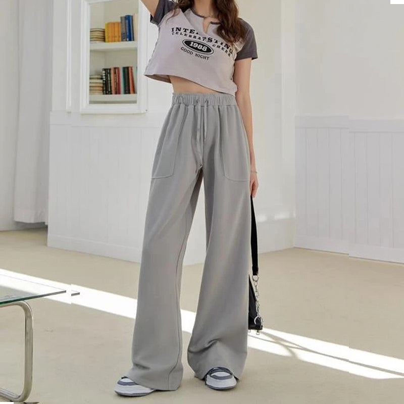 Drawstring Waist Slant Pocket Sweatpants