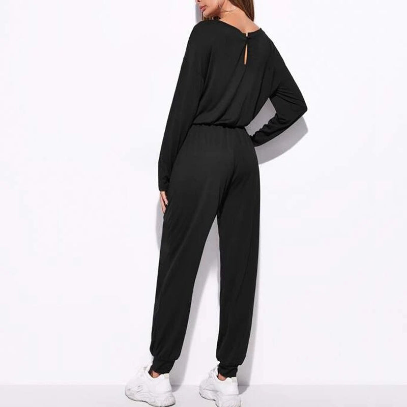 Drop Shoulder Knot Front Jumpsuit