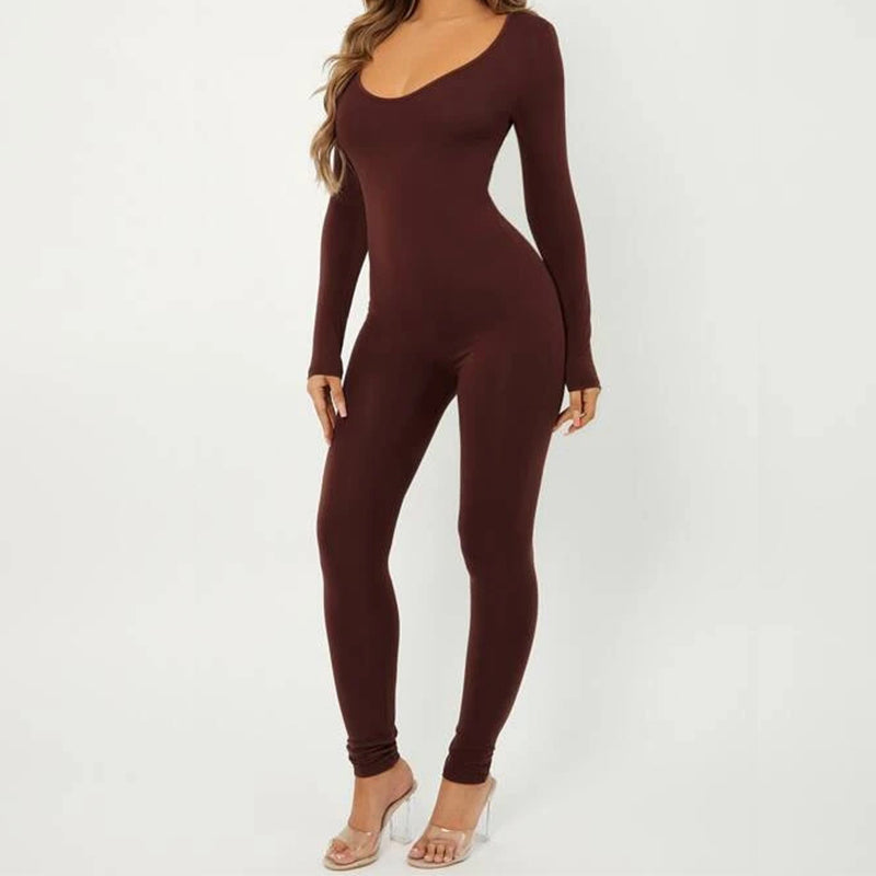 Scoop Neck Unitard Jumpsuit