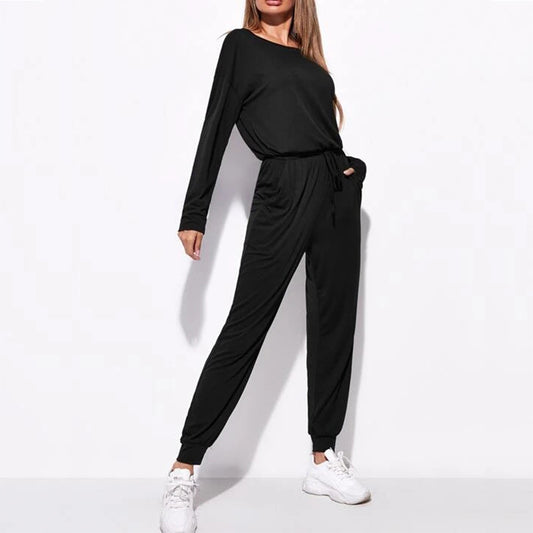 Drop Shoulder Knot Front Jumpsuit