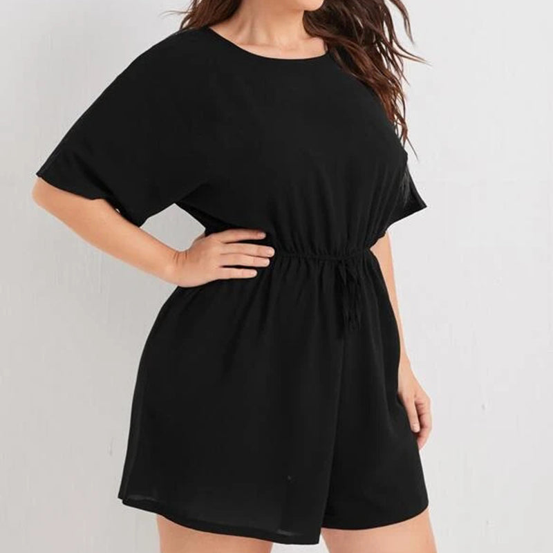 Plus Solid Knot Front Romper