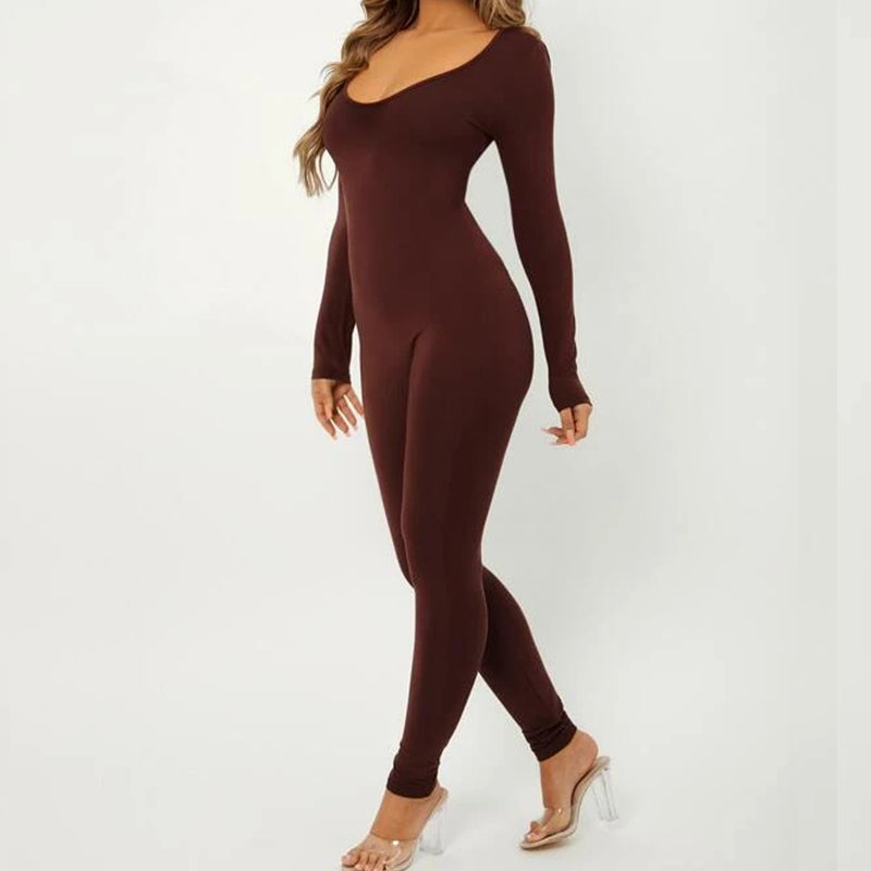 Scoop Neck Unitard Jumpsuit