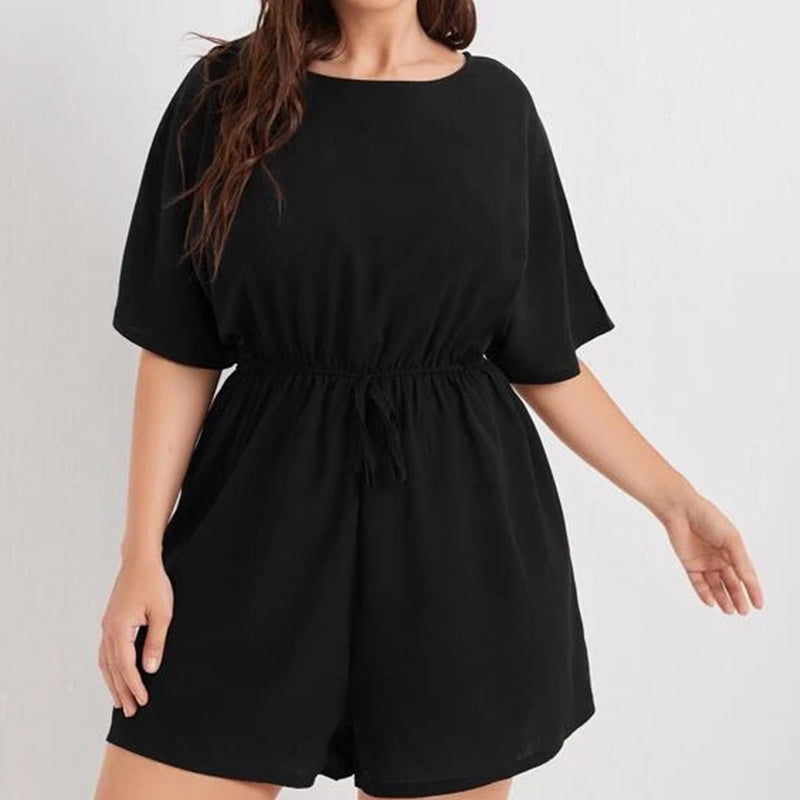 Plus Solid Knot Front Romper