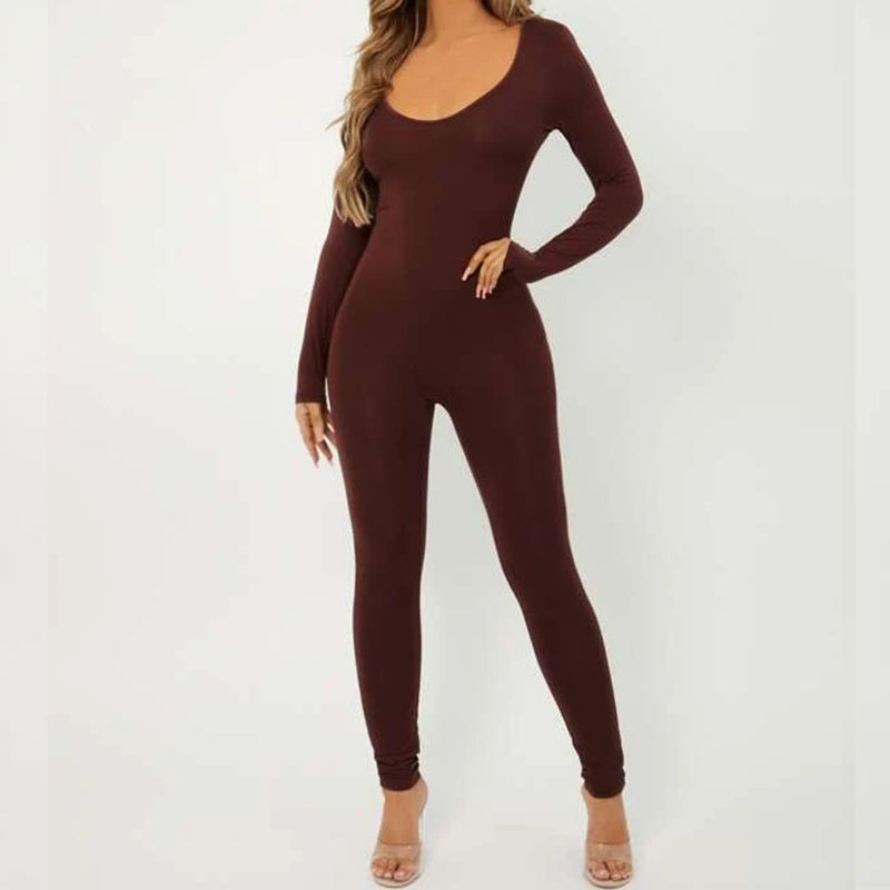 Scoop Neck Unitard Jumpsuit