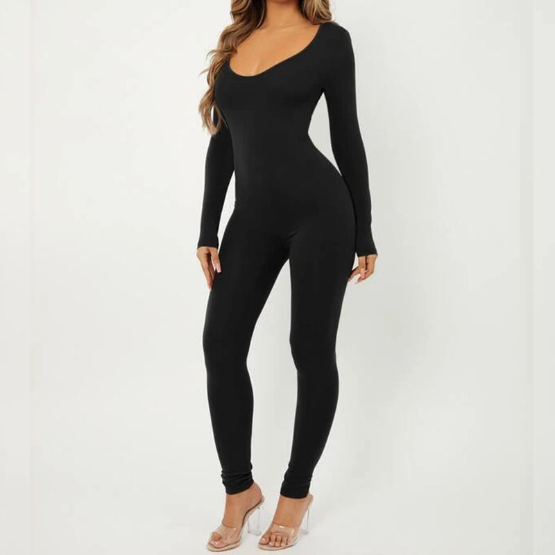 Scoop Neck Unitard Jumpsuit