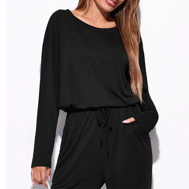 Drop Shoulder Knot Front Jumpsuit