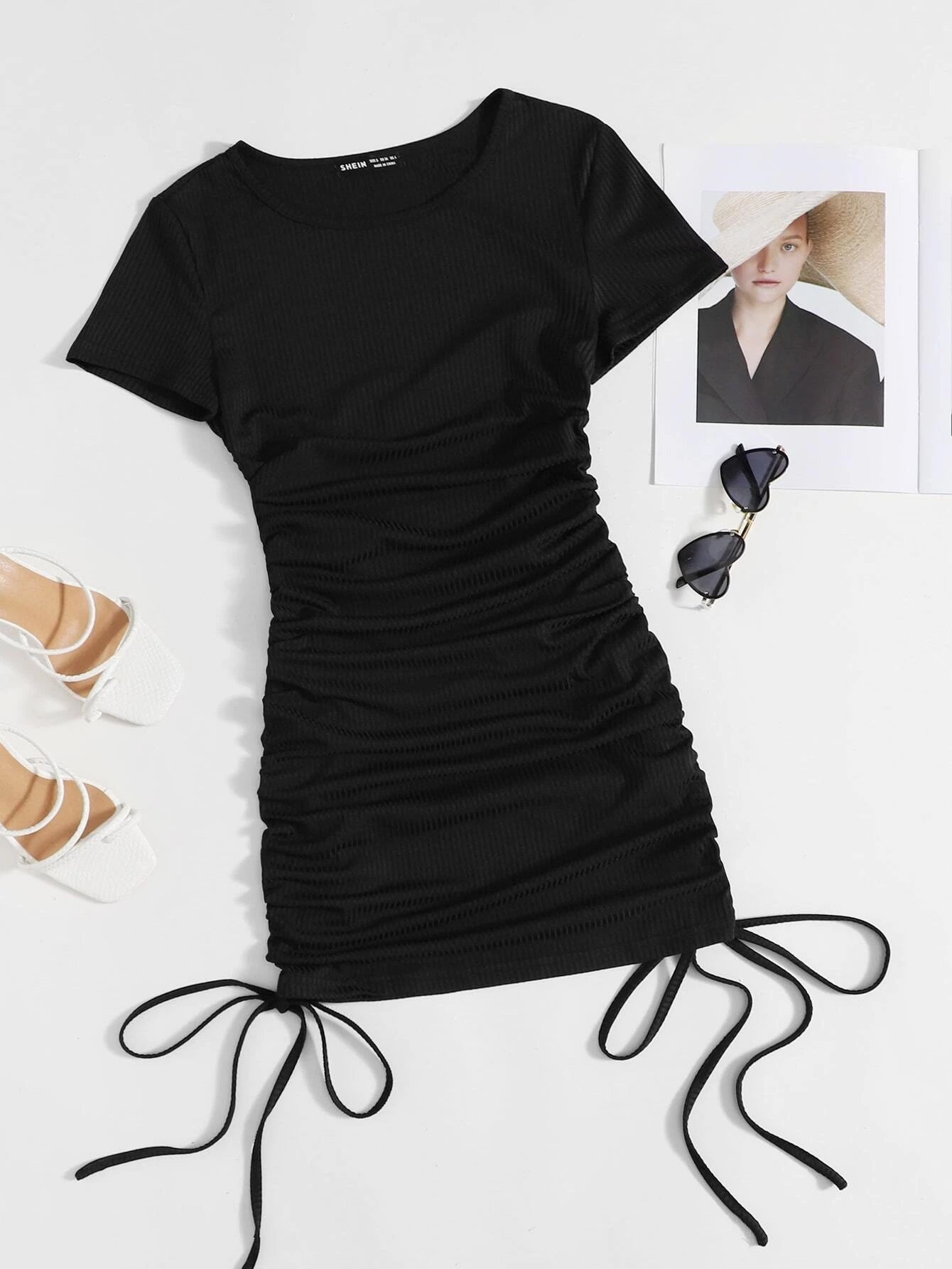 Solid Side Drawstring Ruched Bodycon Dress – isabellapparel