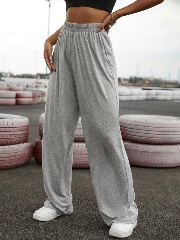 Solid Wide Leg Sweatpants