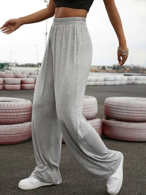 Solid Wide Leg Sweatpants